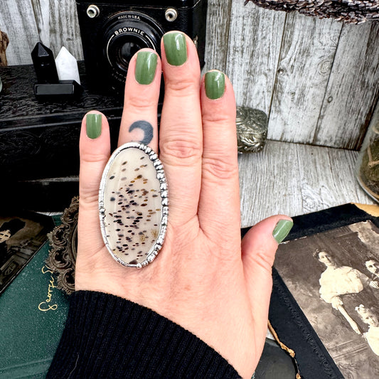 The Colossal Collection - Montana Moss Agate Crystal Ring Fine Silver Size 8 / Foxlark Collection - One of a Kind