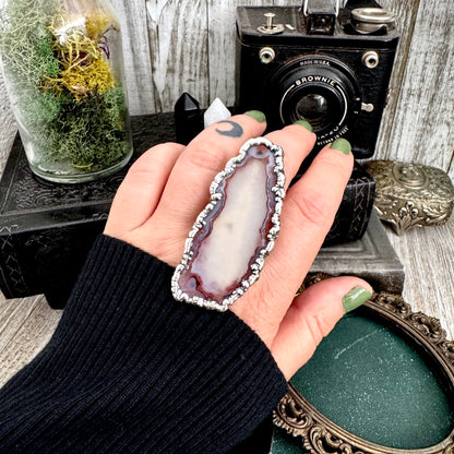 The Colossal Collection - Agate Slice Crystal Ring Fine Silver Size 9.5 / One of a Kind