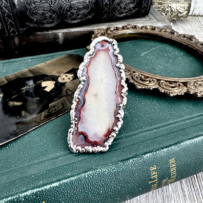 The Colossal Collection - Agate Slice Crystal Ring Fine Silver Size 9.5 / One of a Kind