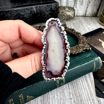 The Colossal Collection - Agate Slice Crystal Ring Fine Silver Size 9.5 / One of a Kind
