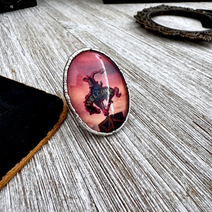 Road To Nowhere - Cowboy Road Sign Sunset Ring Fine Silver Size 9 / One of a Kind