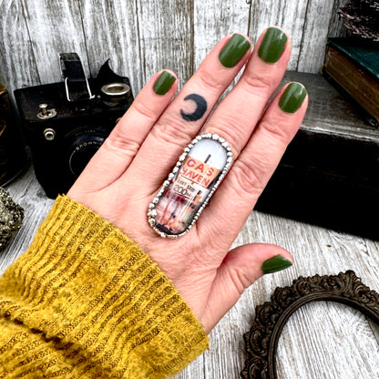 Road To Nowhere - Gas Station Last Stop Road Sign Ring Fine Silver Size 9 / One of a Kind