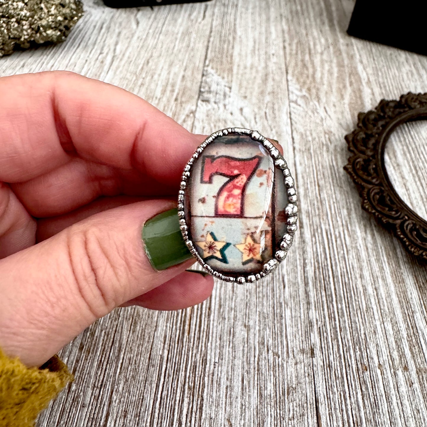 Road To Nowhere - Lucky Number 7 Slot Machine Ring Fine Silver Size 10.5 / One of a Kind