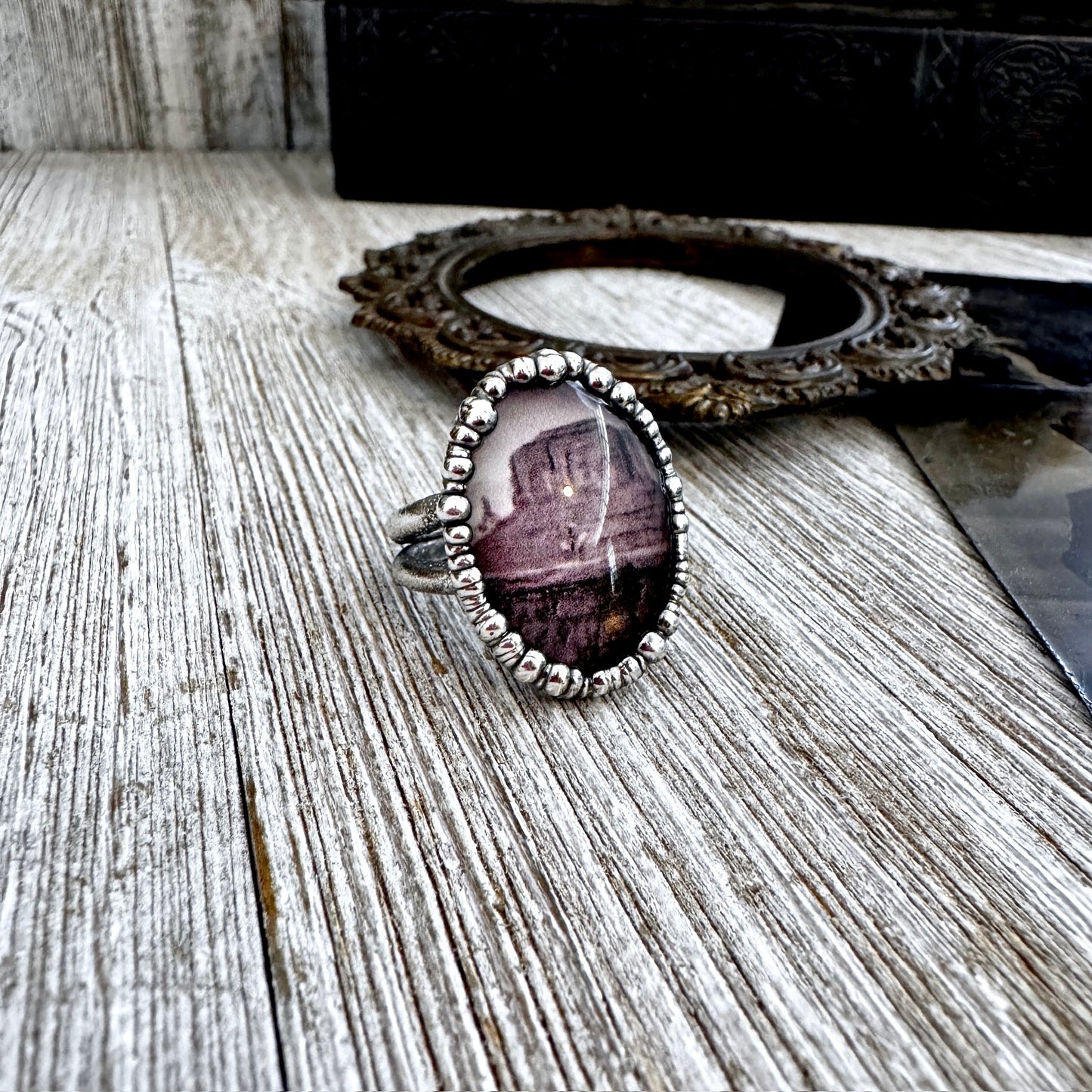 Road To Nowhere - Cowboy on Horse / Desert Ring Fine Silver Size 9.5 / One of a Kind