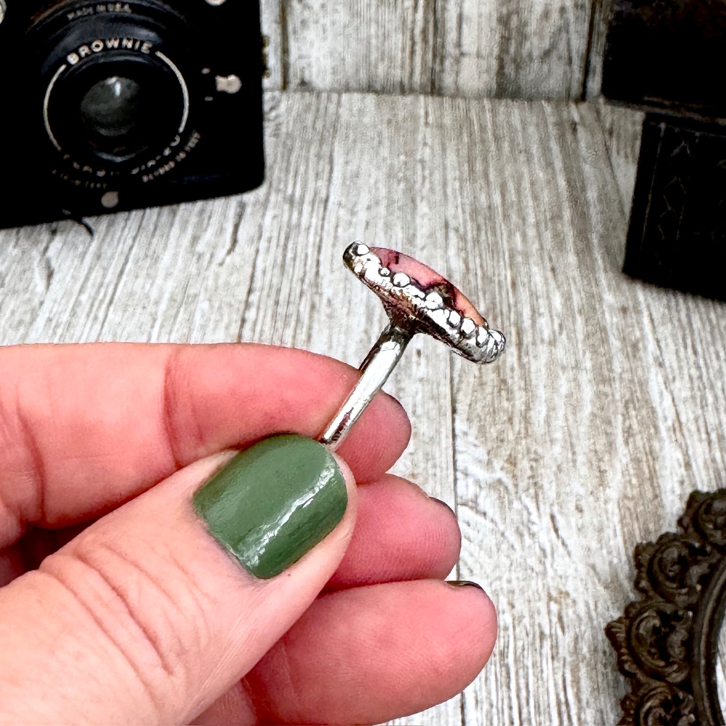 Road To Nowhere  - Cowboy Road Sign Side Ring Fine Silver Size 8 / One of a Kind