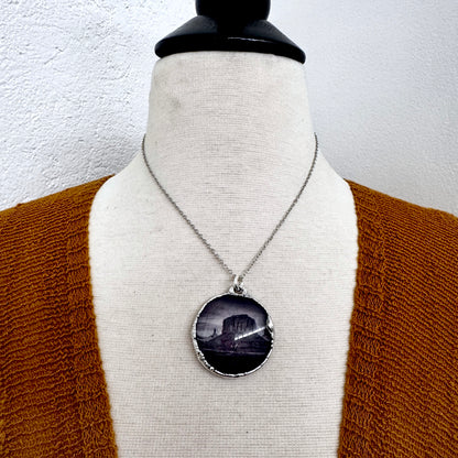 Road To Nowhere - Cowboy on Horse / Desert Necklace Fine Silver - One of a Kind