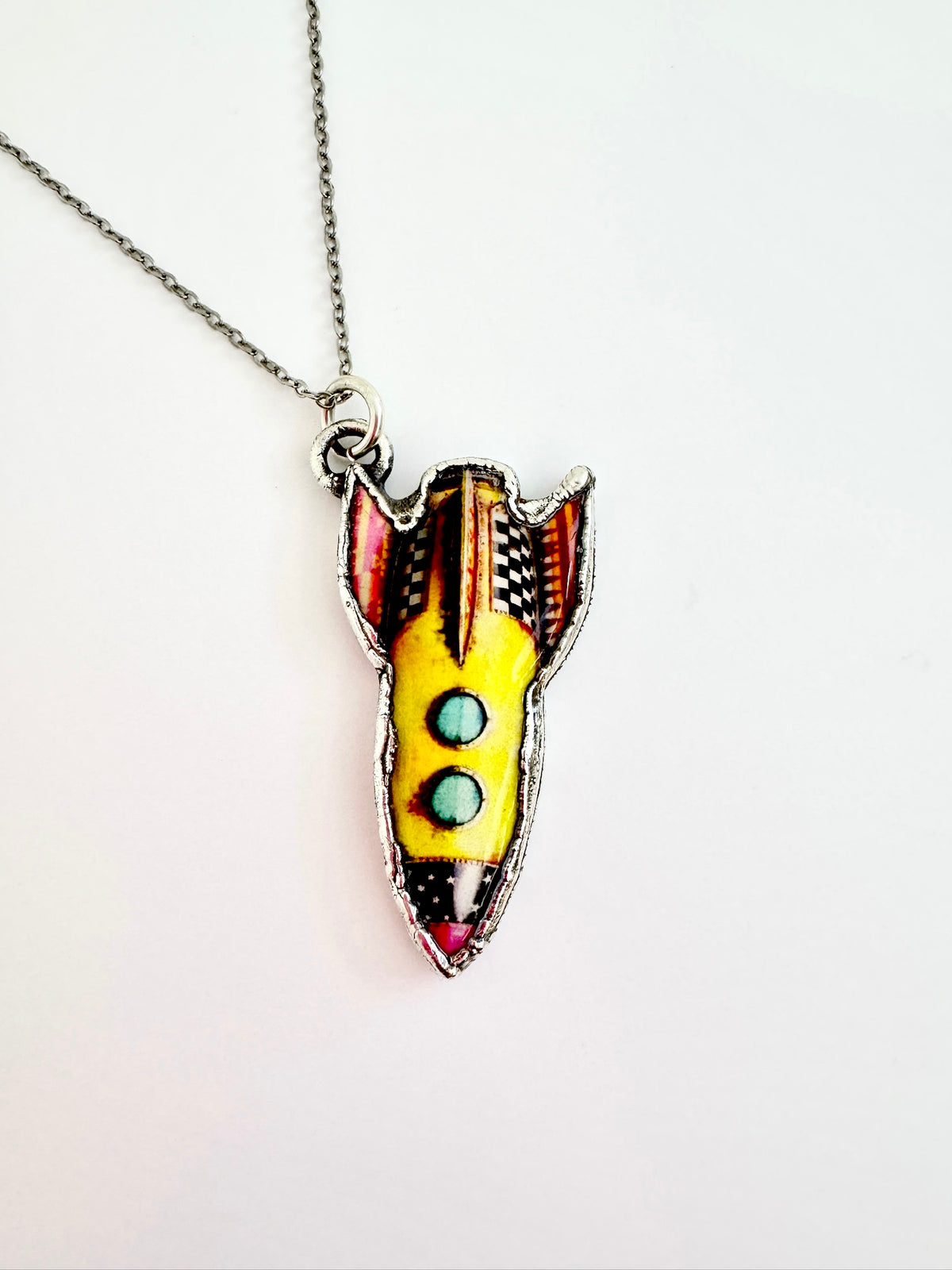 rocket statement necklace, fine silver