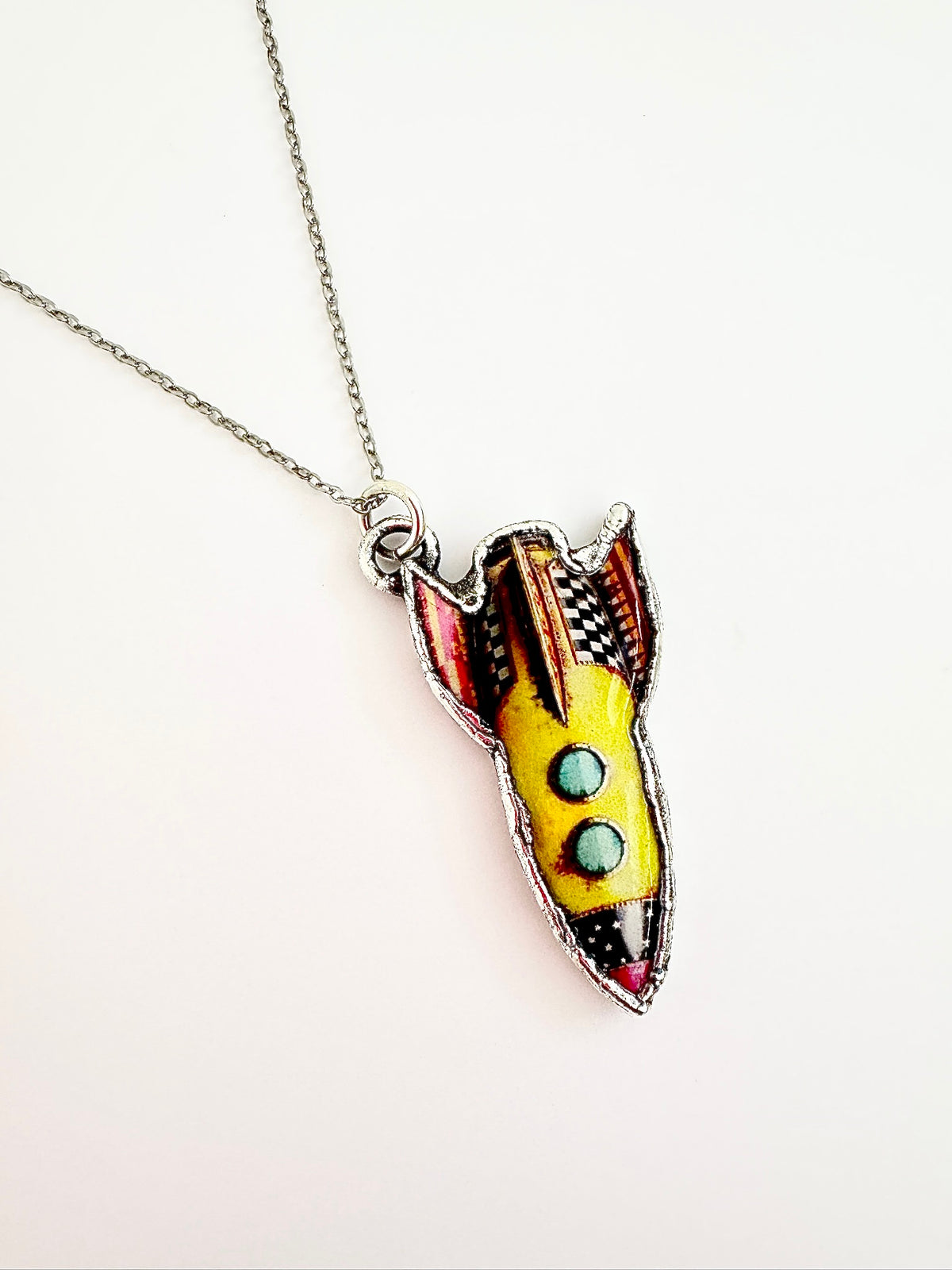 rocket statement necklace, fine silver