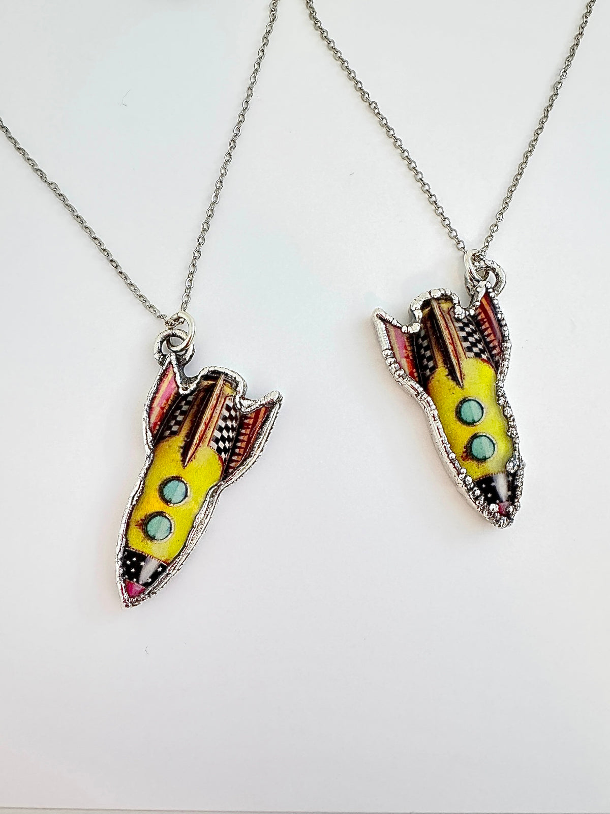 rocket statement necklace, fine silver