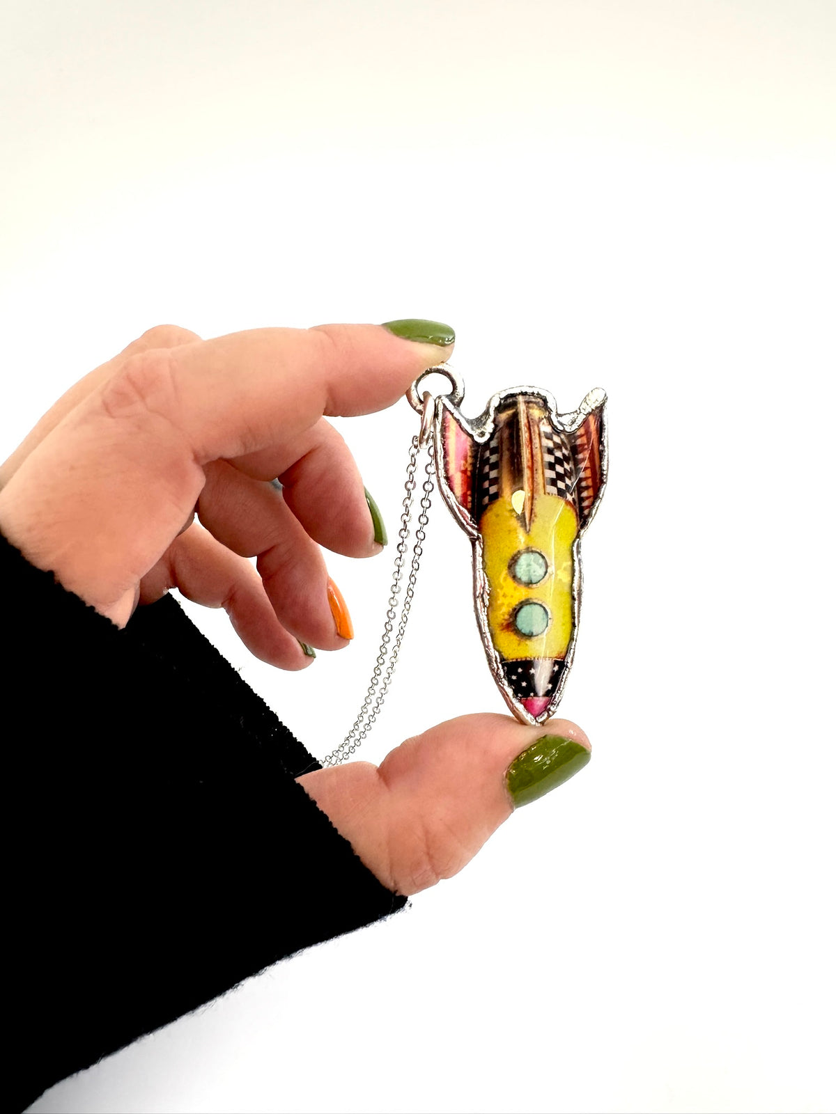 rocket statement necklace, fine silver