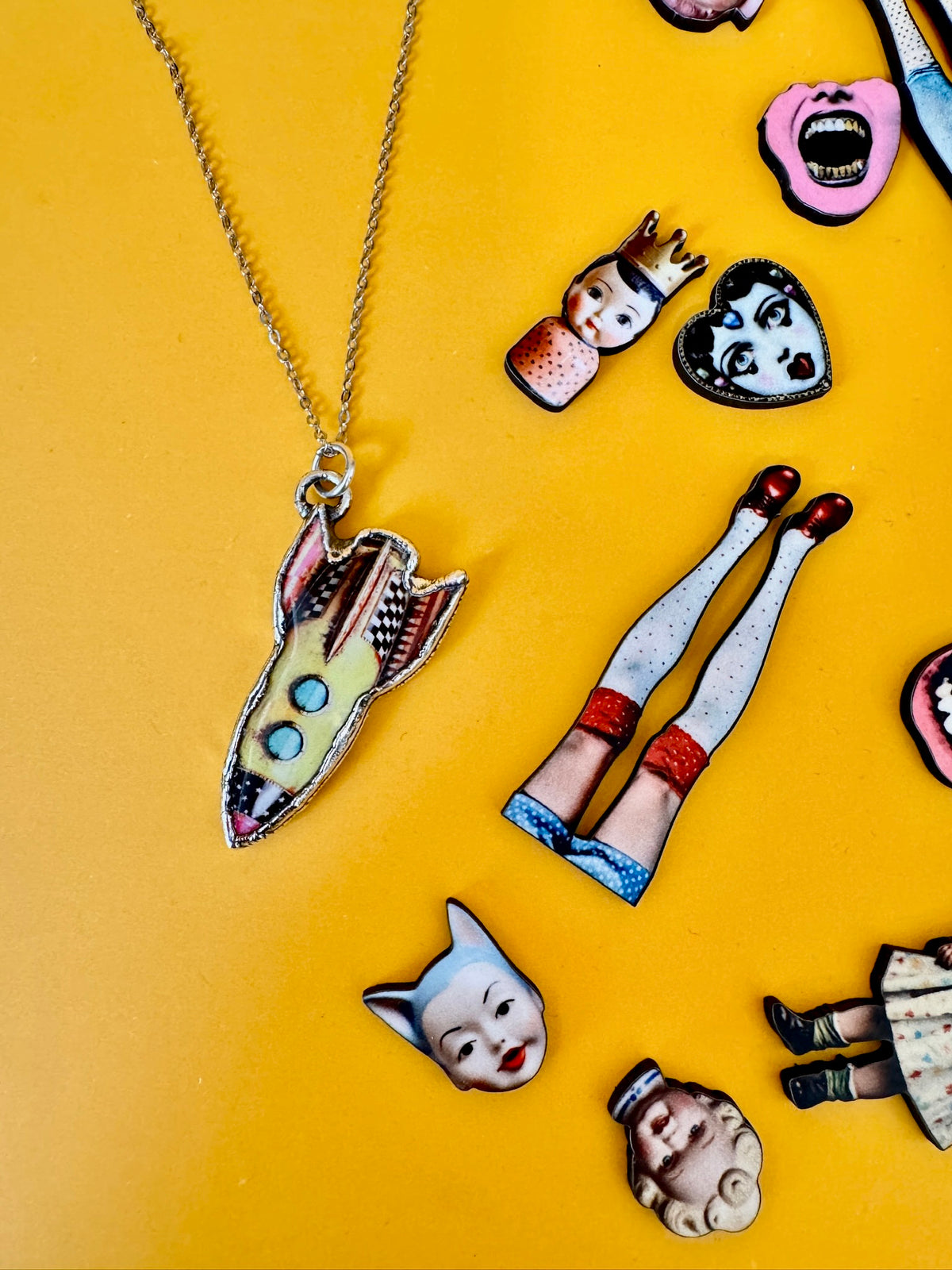 rocket statement necklace, fine silver