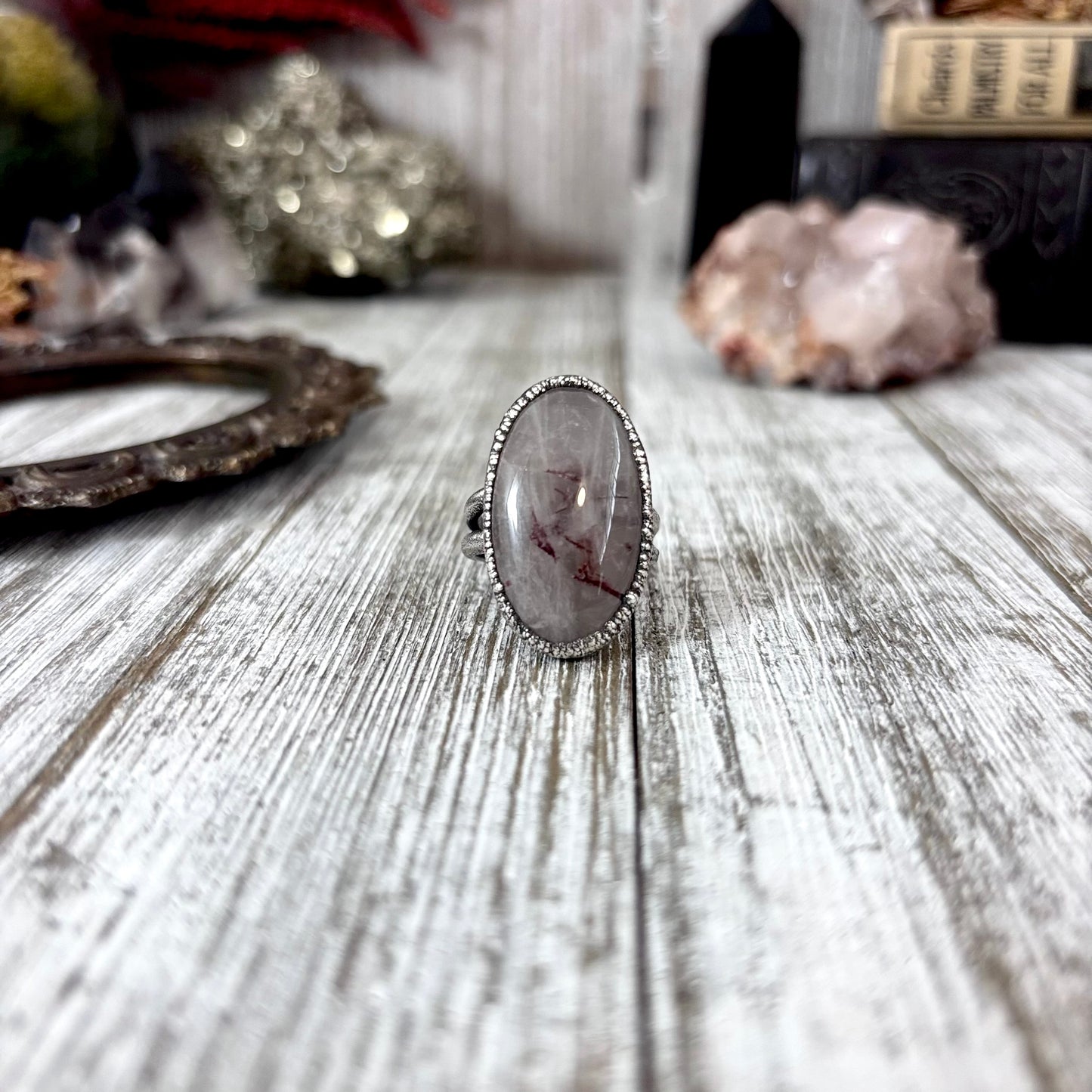 Rutilated Quartz Crystal Ring Fine Silver Size 9 / Foxlark Collection - One of a Kind