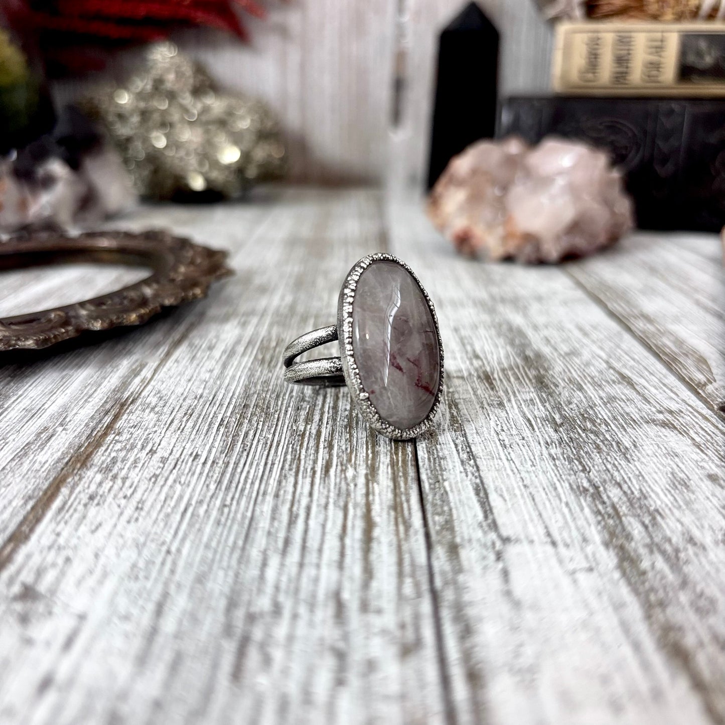 Rutilated Quartz Crystal Ring Fine Silver Size 9 / Foxlark Collection - One of a Kind