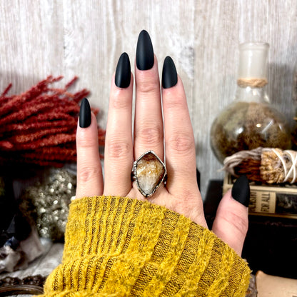 Raw Citrine Crystal Ring Fine Silver Size 9 / Foxlark Collection - One of a Kind