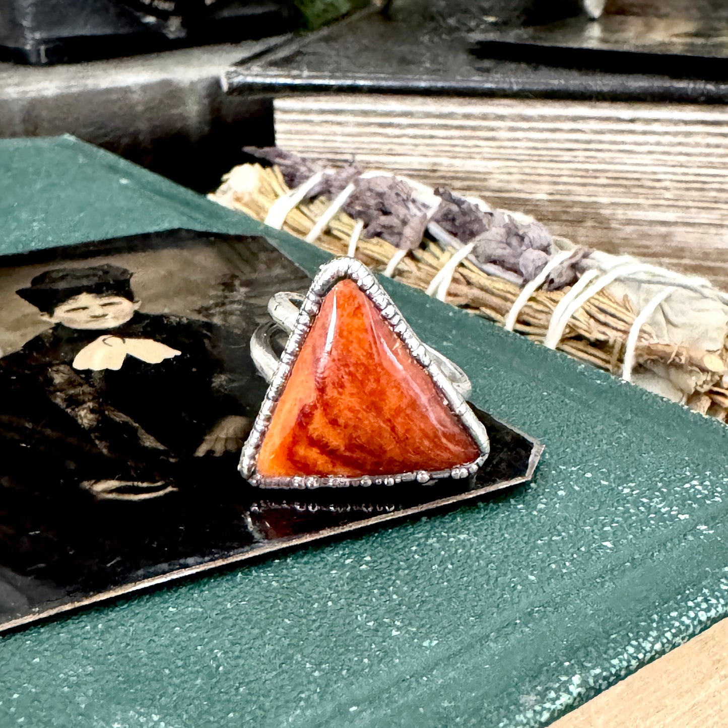 Spiny Oyster Ring Fine Silver Size 9 / Foxlark Collection - One of a Kind