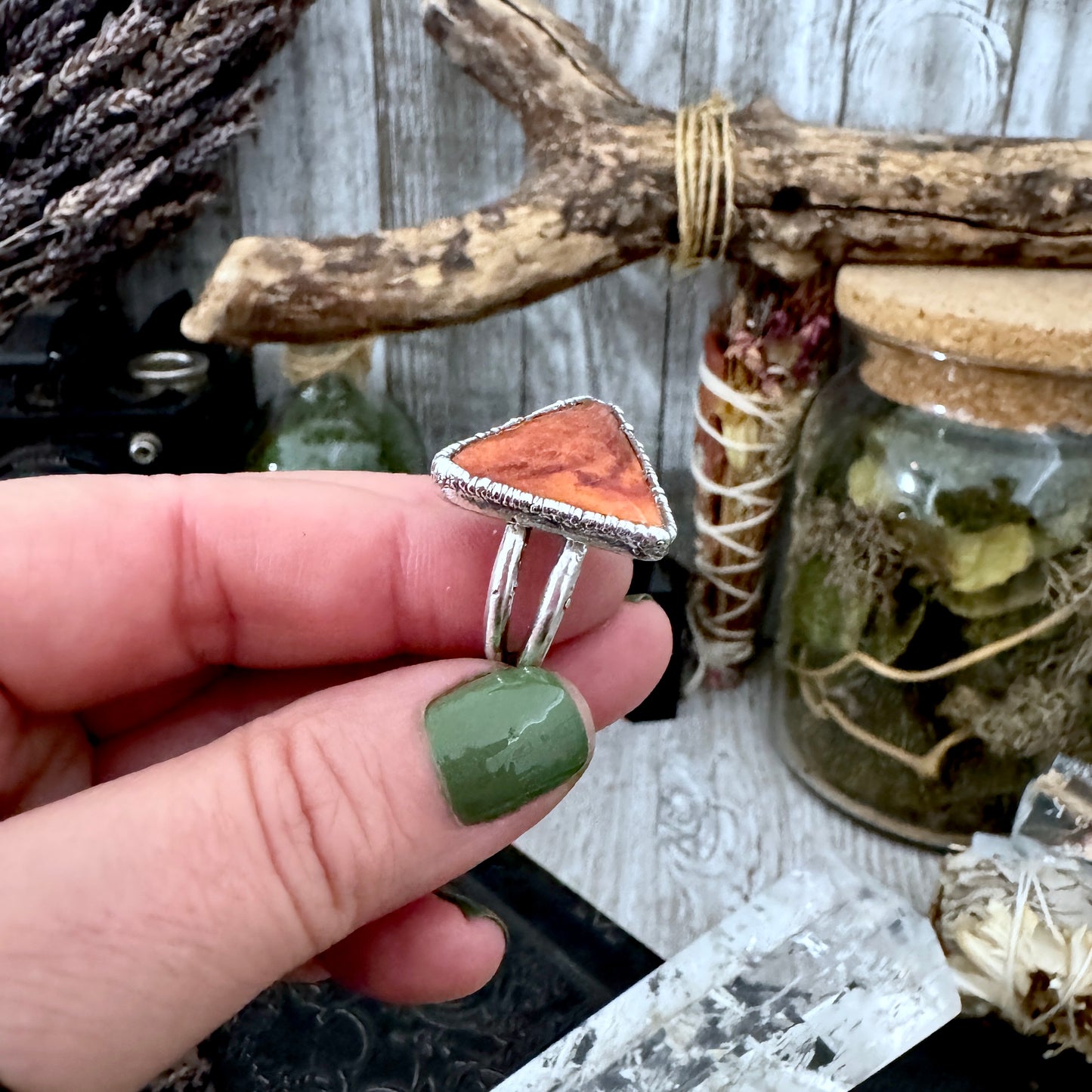 Spiny Oyster Ring Fine Silver Size 9 / Foxlark Collection - One of a Kind