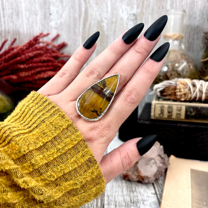 Tigers Eye Crystal Ring Fine Silver Size 9 / Foxlark Collection - One of a Kind