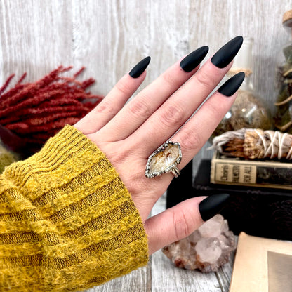 Raw Citrine Crystal Ring Fine Silver Size 7 / Foxlark Collection - One of a Kind