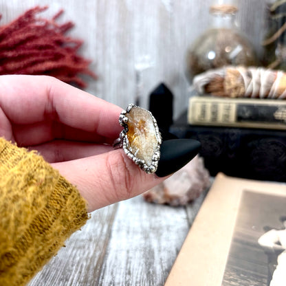 Raw Citrine Crystal Ring Fine Silver Size 7 / Foxlark Collection - One of a Kind