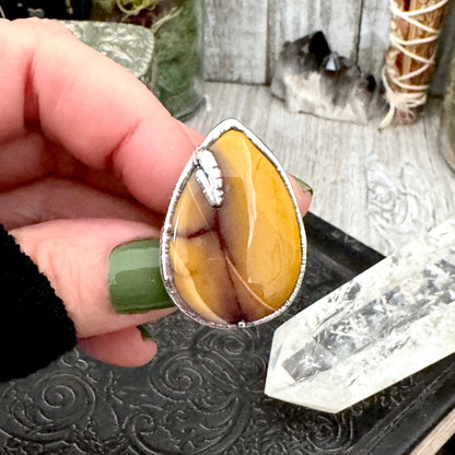 Yellow Mookaite Crystal Ring Fine Silver Size 7.5 / Foxlark Collection - One of a Kind