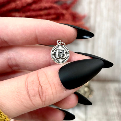 Tiny Talisman Collection - Sterling Silver Thirteen Necklace Pendant  0.5in  /