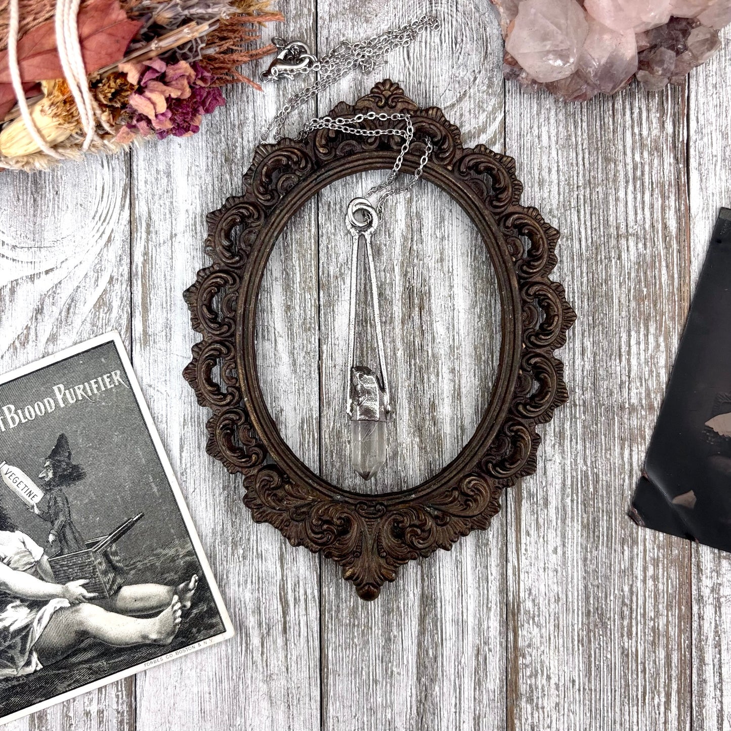 Raw Clear Quartz Crystal Necklace in Fine Silver / Foxlark Collection - One of a Kind