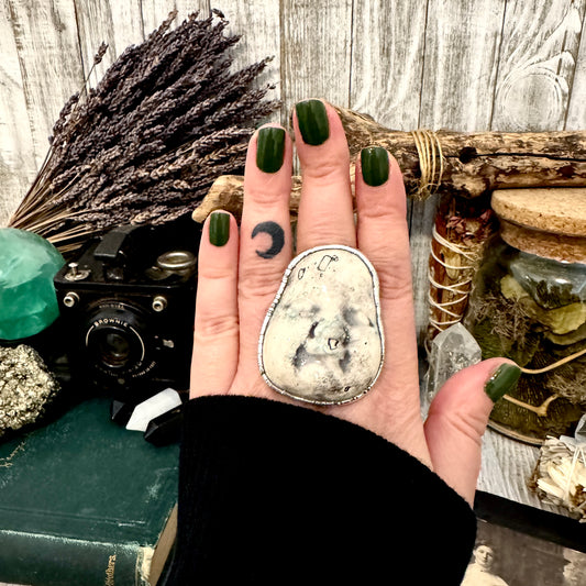 Ceramic Baby Doll Head Ring Fine Silver Size 10 / Foxlark Collection - One of a Kind