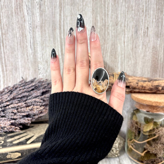 Fossilized Palm Root Crystal Ring Fine Silver Size 7 / Foxlark Collection - One of a Kind