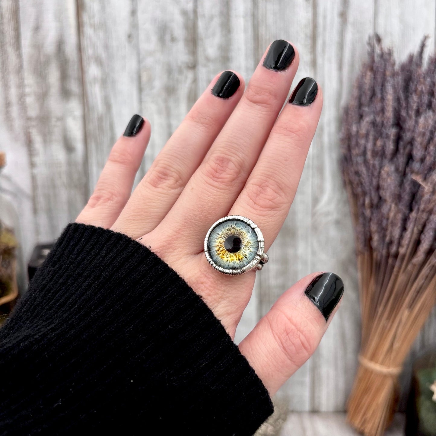 Blue Eyeball Fine Silver Ring Size 5 6 7 8 9 10 / Foxlark Collection