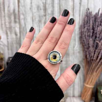 Blue Eyeball Fine Silver Ring Size 5 6 7 8 9 10 / Foxlark Collection