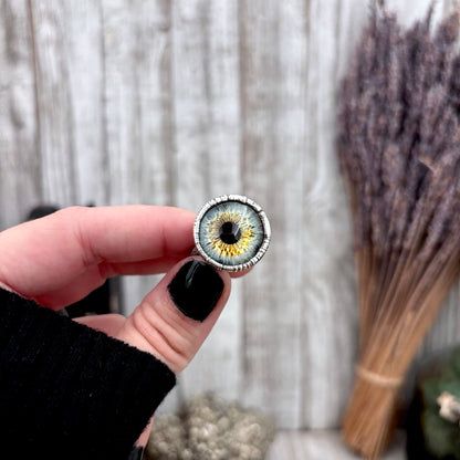 Blue Eyeball Fine Silver Ring Size 5 6 7 8 9 10 / Foxlark Collection