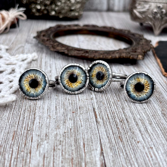 Blue Eyeball Fine Silver Ring Size 5 6 7 8 9 10 / Foxlark Collection