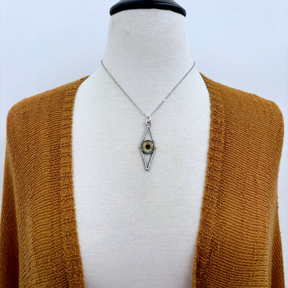 Green Eyeball Necklace Fine Silver / Foxlark Collection - One of a Kind