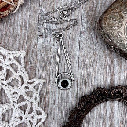 Brown Iris Glass Eyeball Necklace Fine Silver / Foxlark Collection - One of a Kind