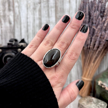 Rainbow Obsidian Crystal Ring Fine Silver Size 10 / Foxlark Collection - One of a Kind