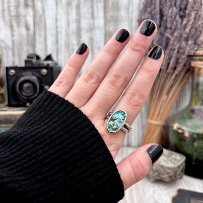 Blue Turquoise Stone Ring Fine Silver Size 7.5 / Foxlark Collection - One of a Kind