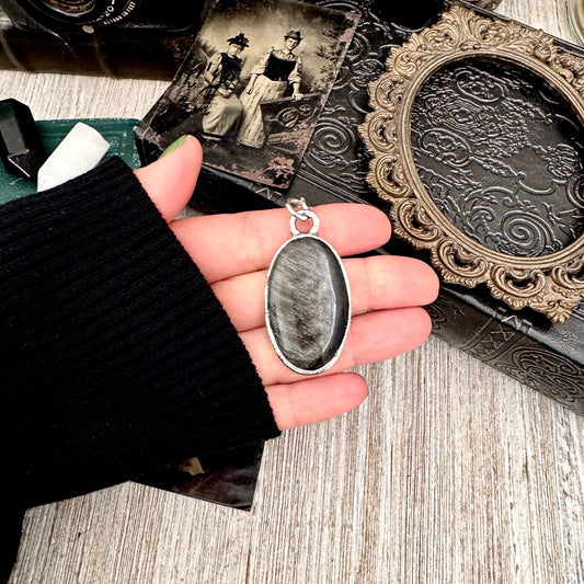Silver Sheen Obsidian Necklace in Fine Silver / Foxlark Collection - One of a Kind