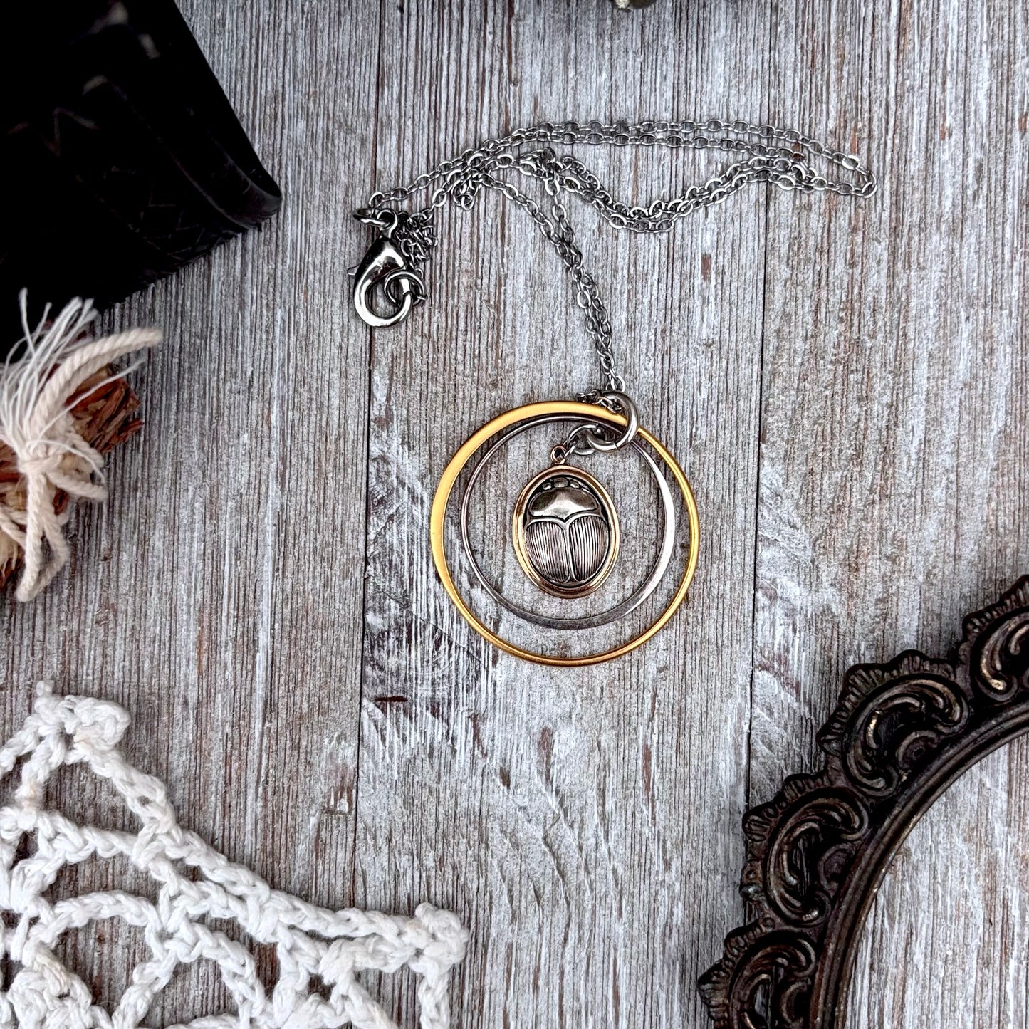 Gold Scarab Talisman Necklace / Talisman Collection-Sterling Silver