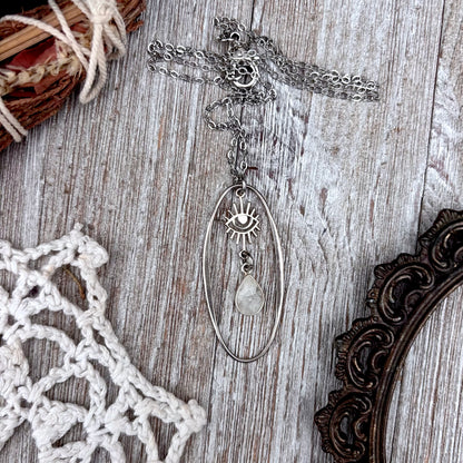 Eye Rainbow Moonstone Talisman Necklace / Talisman Collection-Sterling Silver