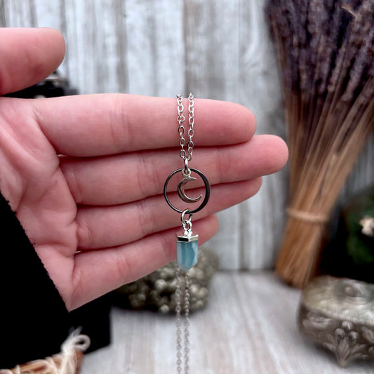 Aventurine Moon Talisman Necklace / Talisman Collection-Sterling Silver