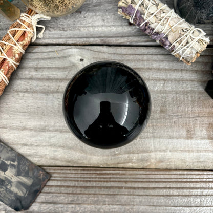 Large Black Obsidian Crystal Ball / FoxlarkCrystals