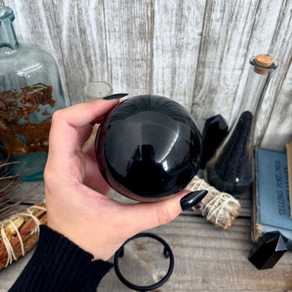 Large Black Obsidian Crystal Ball / FoxlarkCrystals