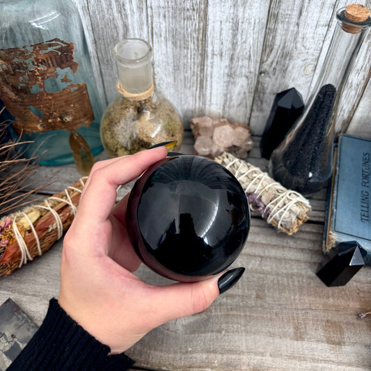 Large Black Obsidian Crystal Ball / FoxlarkCrystals