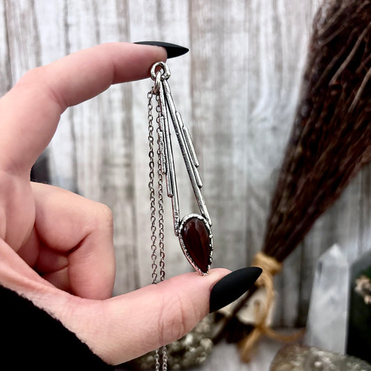 Red Carnelian Crystal Necklace in Fine Silver / Foxlark Collection - One of a Kind