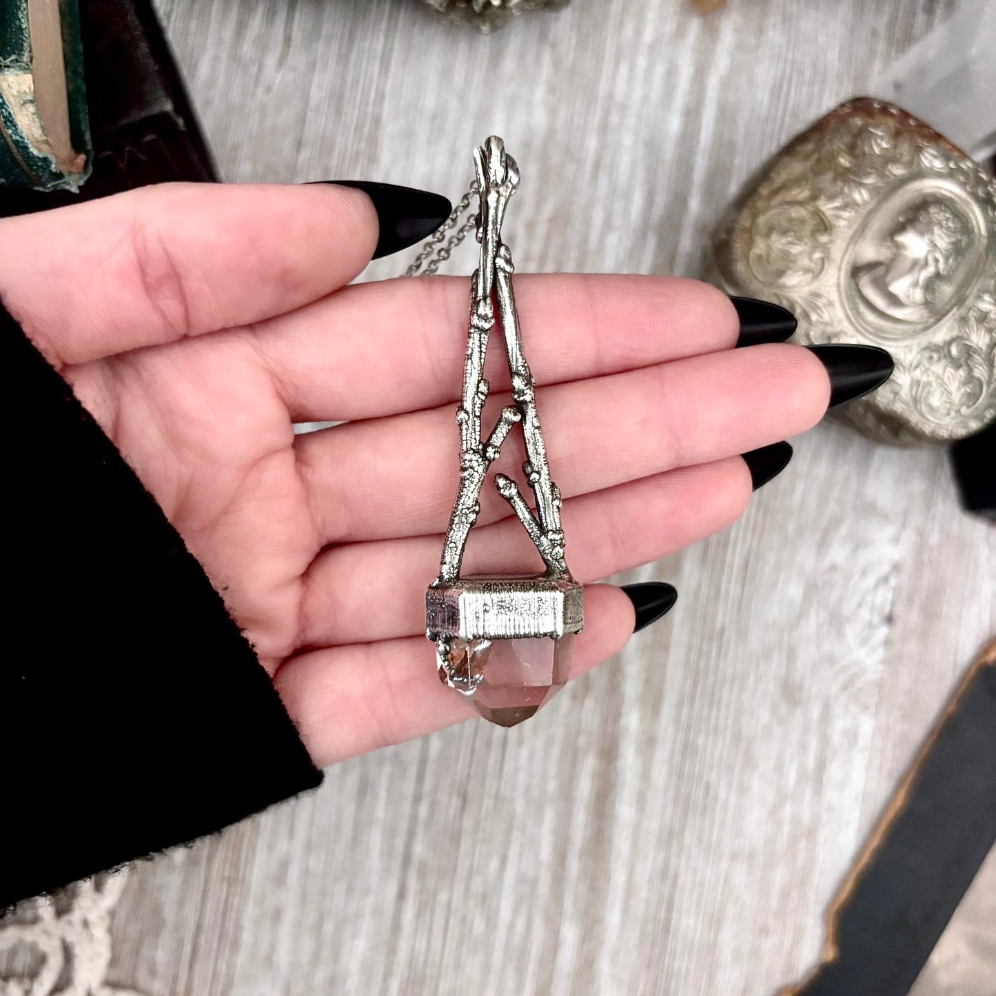 Garden Quartz Crystal Necklace in Silver /Sticks & Stones Collection