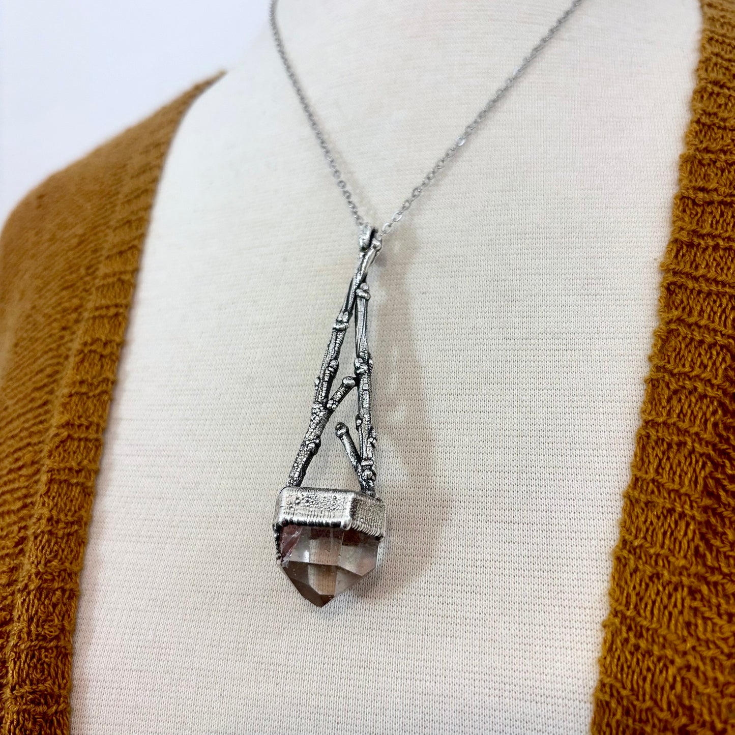 Garden Quartz Crystal Necklace in Silver /Sticks & Stones Collection