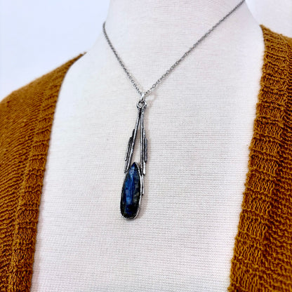 Blue Labradorite Crystal Necklace in Fine Silver / Foxlark Collection - One of a Kind