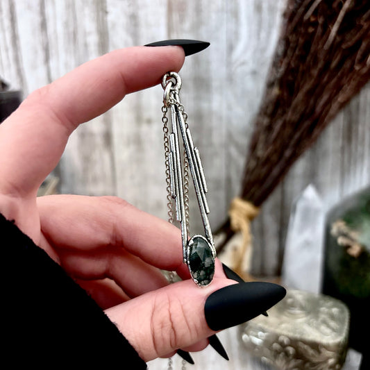 Moss Agate Crystal Necklace in Fine Silver / Foxlark Collection - One of a Kind