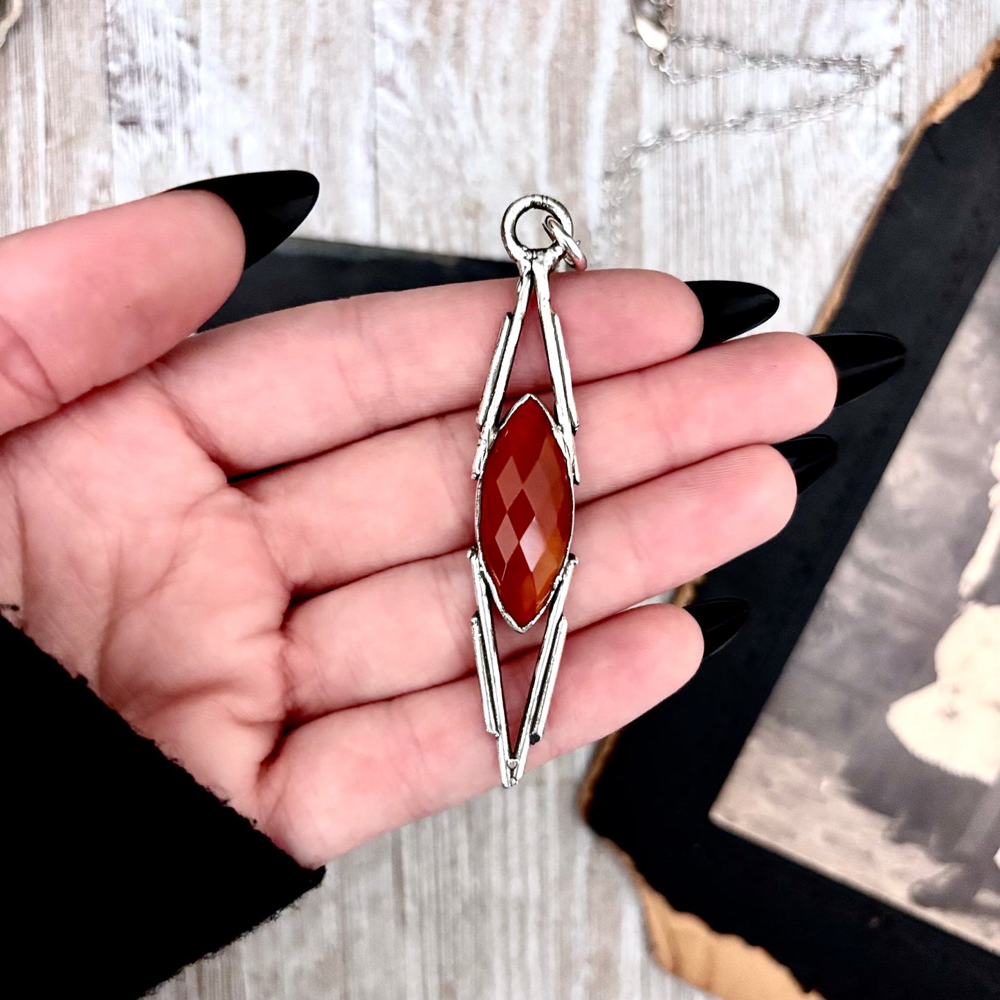 Red Carnelian Crystal Necklace in Fine Silver / Foxlark Collection - One of a Kind