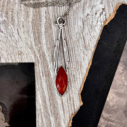 Red Carnelian Crystal Necklace in Fine Silver / Foxlark Collection - One of a Kind